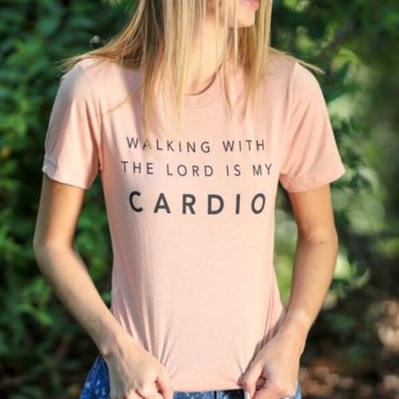 Tops - Blush Peach Cardio Short Sleeved Graphic Tee